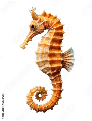 Seahorses are fascinating marine creatures. Hippocampus reidi or Long-snouted Seahorse isolated on transparency background. Illustration photo