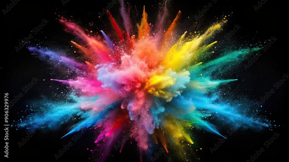 Exploding dust and powder in vibrant hues on a dark background, colorful, explosion, vibrant, dynamic, texture, abstract, dark Exploding dust and powder in vibrant hues on a dark background, colorful, explosion, vibrant, dynamic, texture, abstract, dark