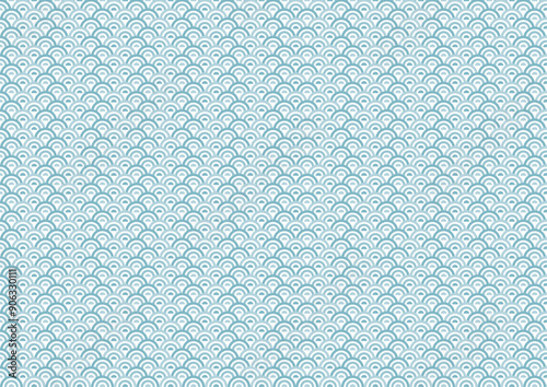 青海波模様のイラスト（水色）