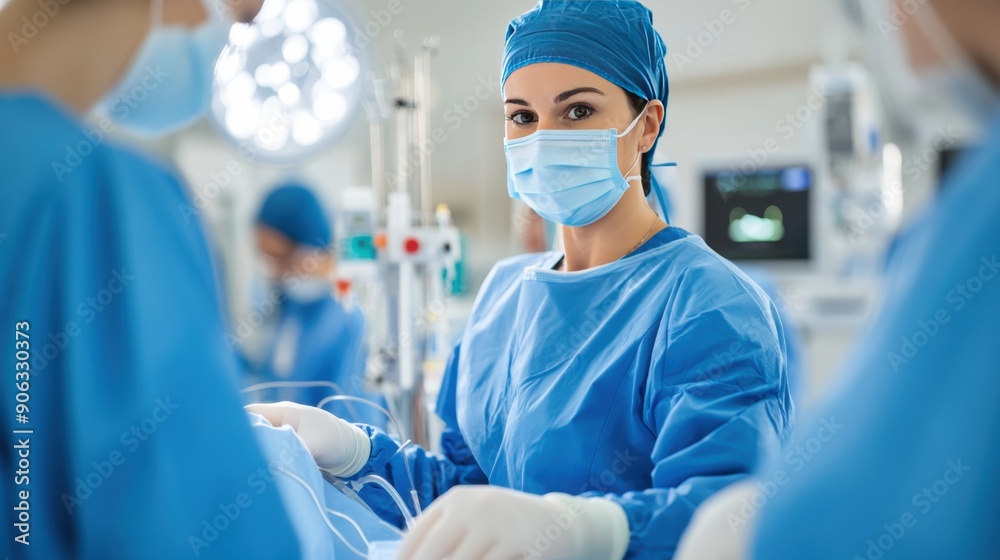 Surgical Team in Operating Room Performing Surgery Surgical Team in Operating Room Performing Surgery
