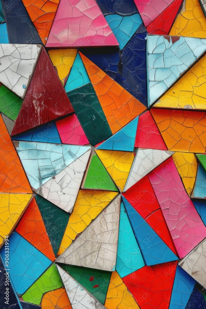 Fototapeta premium Multicolored Tile Wall Close Up