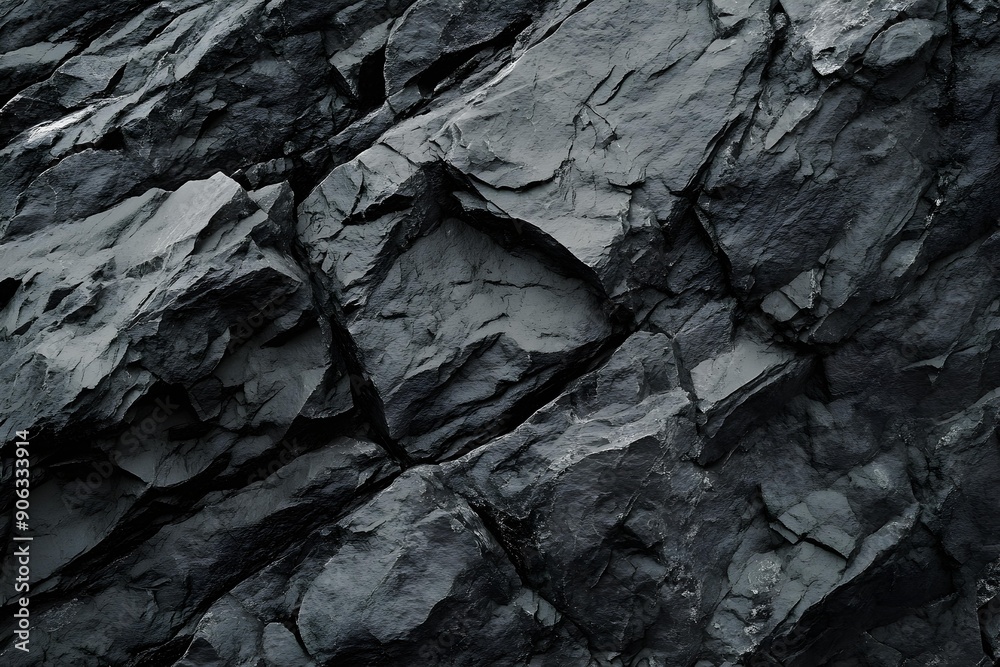 Black white rock background. Dark gray stone texture. Mountain surface close-up. Distressed, сracked, collapsed, crumbled, broken Black white rock background. Dark gray stone texture. Mountain surface close-up. Distressed, сracked, collapsed, crumbled, broken