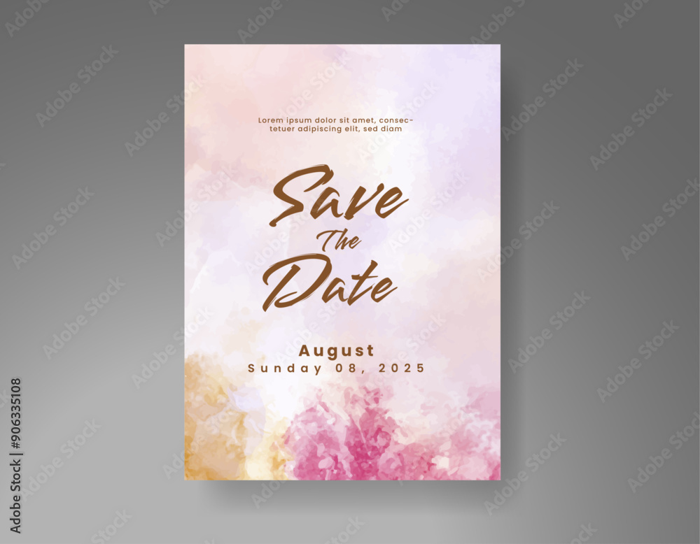 Wedding invitation with Abstract splashed watercolor background Wedding invitation with Abstract splashed watercolor background