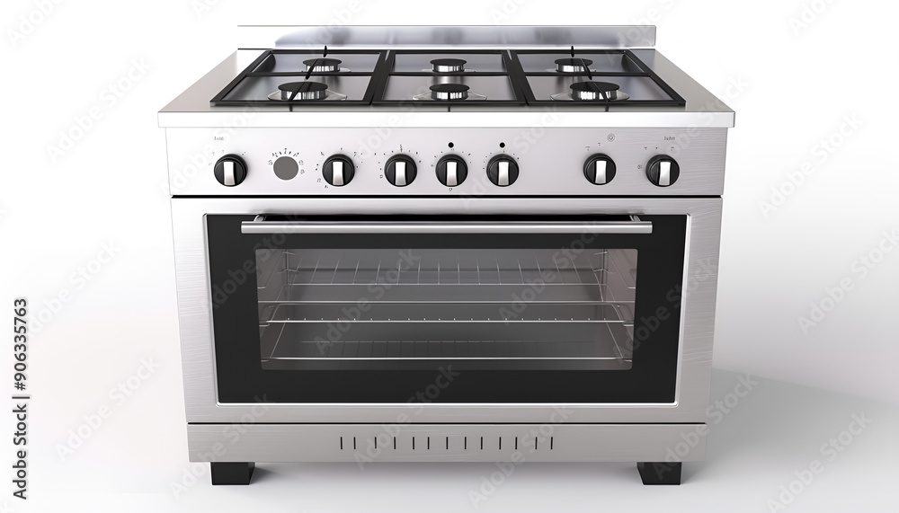 Modern Electric Stove with Four Burners and Oven Isolated on white background Modern Electric Stove with Four Burners and Oven Isolated on white background