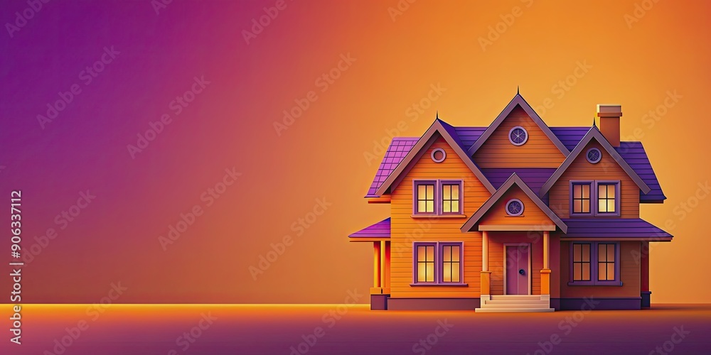 Orange and purple background with dream house , dream, house,colorful, vibrant, fantasy, whimsical, background, orange Orange and purple background with dream house , dream, house,colorful, vibrant, fantasy, whimsical, background, orange