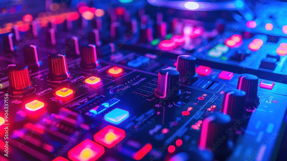 DJ Mixer Board Close Up DJ Mixer Board Close Up