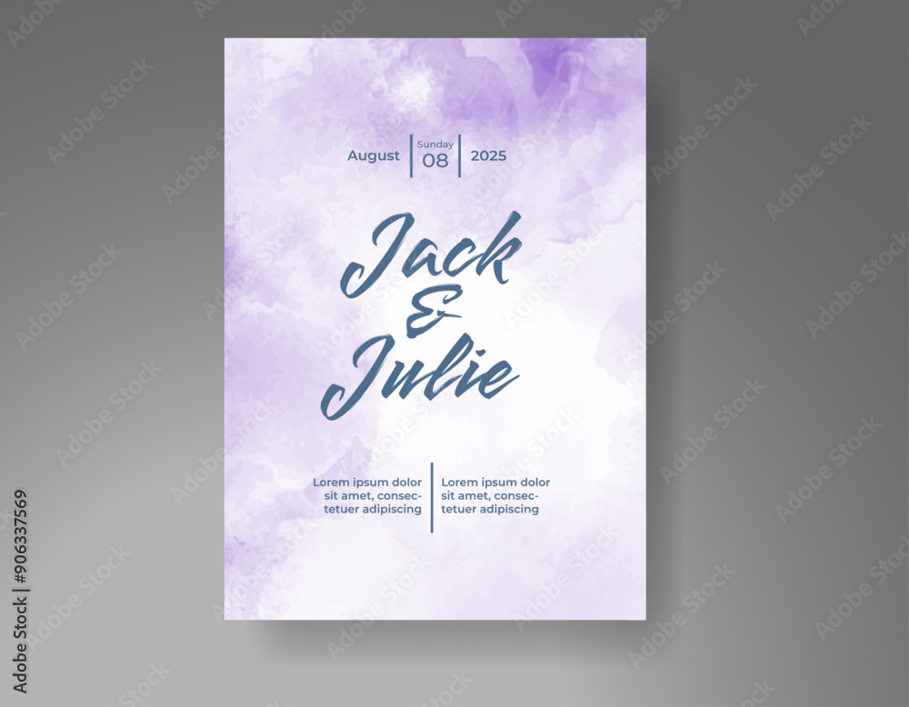 Fototapeta premium Wedding invitation with Abstract splashed watercolor background