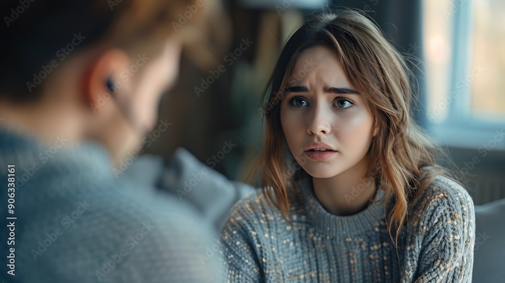 Sad PTSD woman patient in uttermost therapy for mental health with psychologist depression or grief after life failure Frustrated trauma young woman talking to a psychologist about emo : Generative AI Sad PTSD woman patient in uttermost therapy for mental health with psychologist depression or grief after life failure Frustrated trauma young woman talking to a psychologist about emo : Generative AI