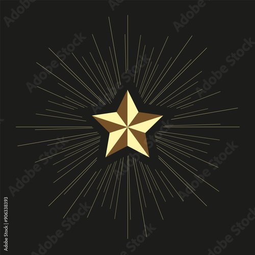 Luxury Star in a circle premium vector, Gold, top value of Vector Sign Illustration in black background design
