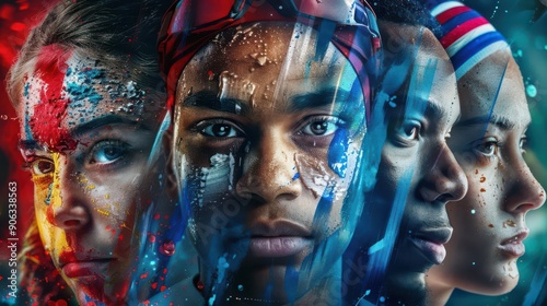 Creative collage of sports icons with Paris theme, Paris, sports collage