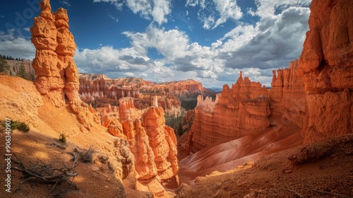 Towering Sandstone Pillars and Hoodoos in Bryce Canyon National Park photo