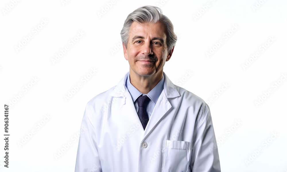 Portrait of a senior doctor smiling at the camera on white background Portrait of a senior doctor smiling at the camera on white background