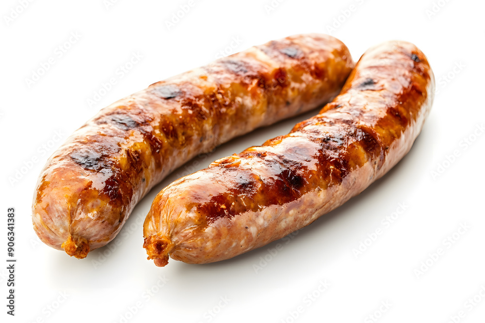 Traditional Bavarian grilled sausage isolated on white background Traditional Bavarian grilled sausage isolated on white background