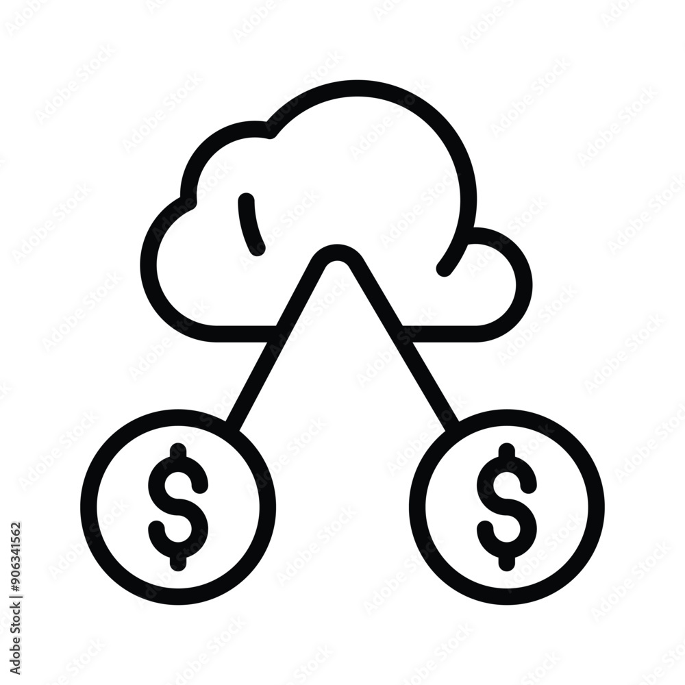 Access cloud-based financial transactions with a money icon for easy transactions Access cloud-based financial transactions with a money icon for easy transactions