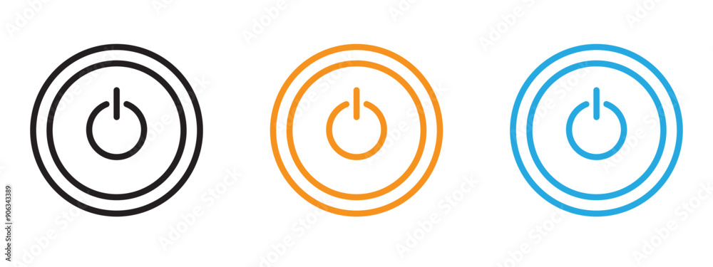 Button on off icon Flat vector set outline Button on off icon Flat vector set outline