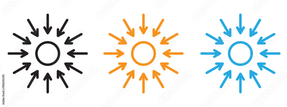 Centralized icon Flat vector set outline Centralized icon Flat vector set outline