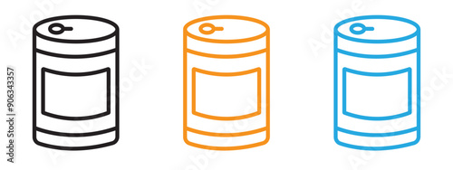 Canned food icon Flat vector set outline