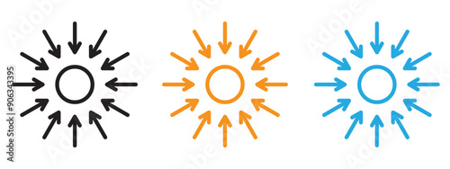 Centralized icon Flat vector set outline