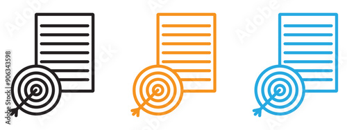 Defining icon Flat vector set outline