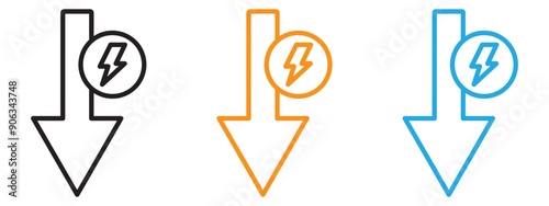 Energy reduction icon Flat vector set outline