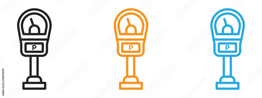 Parking meter icon Flat vector set outline Parking meter icon Flat vector set outline