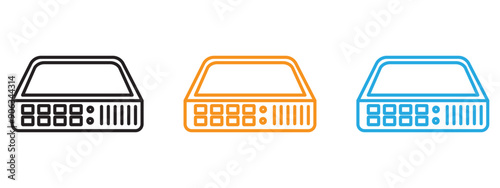 Network switch icon Flat vector set outline