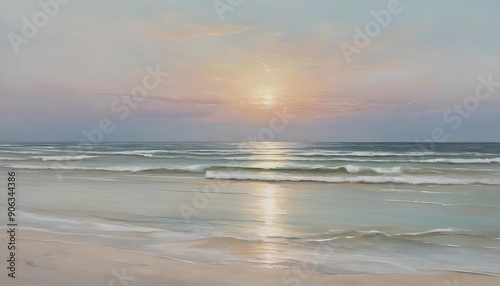 Abstract Beach In Pastel Oil Painting Illustration