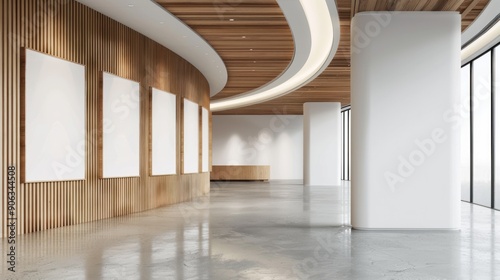 Modern Office Interior with Wooden Wall