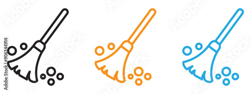 Sweeping icon Flat vector set outline