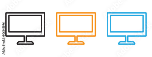 TV icon Flat vector set outline