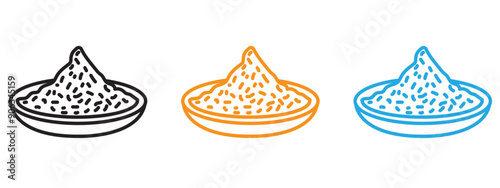 Yeast icon Flat vector set outline