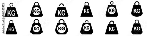 Weight icons set. Kettlebell sign. weight icon for sports. Kg bell symbol. Vector illustration