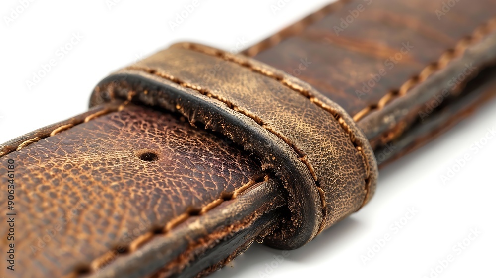 Brown leather belt strap closeup isolated on white Brown stitched leather seam frame label tag isolated on white Sewing background Fabric patch isolated Perforated leather frame Brown : Generative AI Brown leather belt strap closeup isolated on white Brown stitched leather seam frame label tag isolated on white Sewing background Fabric patch isolated Perforated leather frame Brown : Generative AI