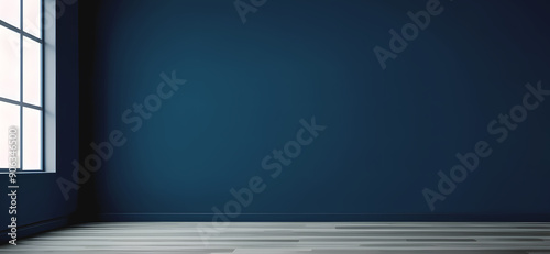empty blue room, minimalist interior