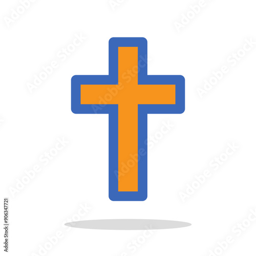 Christian cross icon. Simple colored icon of a christian cross symbolizing faith and religious beliefs. Vector illustration