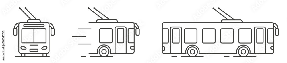 Public transport. Trolleybus. Vector illustration of public transport. Trolleybus thin line. Public transport. Trolleybus. Vector illustration of public transport. Trolleybus thin line.