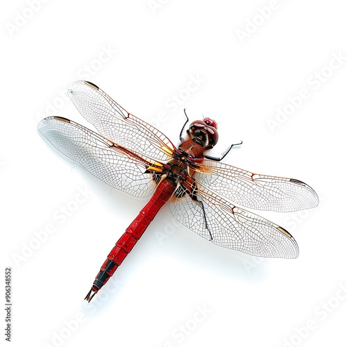 Red Dragonfly with Delicate Veined Wings photo