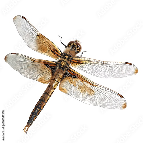 A Detailed Close-Up of a Brown and Black Dragonfly photo