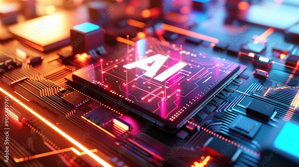 AI Concept and AI Chip Motherboard, Controlling Technological Tools, Intelligent Robots, Artificial Intelligence Science and Technology, Future and Global Connectivity, Computing Power. Background AI Concept and AI Chip Motherboard, Controlling Technological Tools, Intelligent Robots, Artificial Intelligence Science and Technology, Future and Global Connectivity, Computing Power. Background