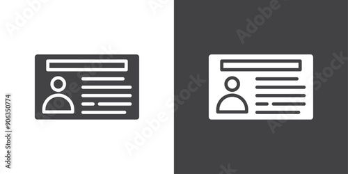 Id card icon Thin line illustration set