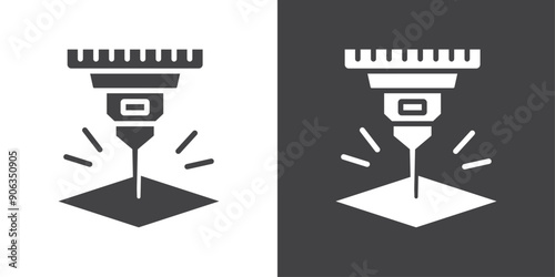Laser machine icon Thin line illustration set
