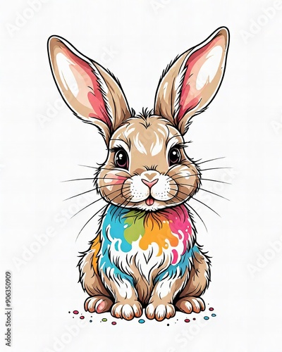 colorful cartoon illustration rabbit photo