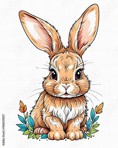 colorful cartoon illustration rabbit photo