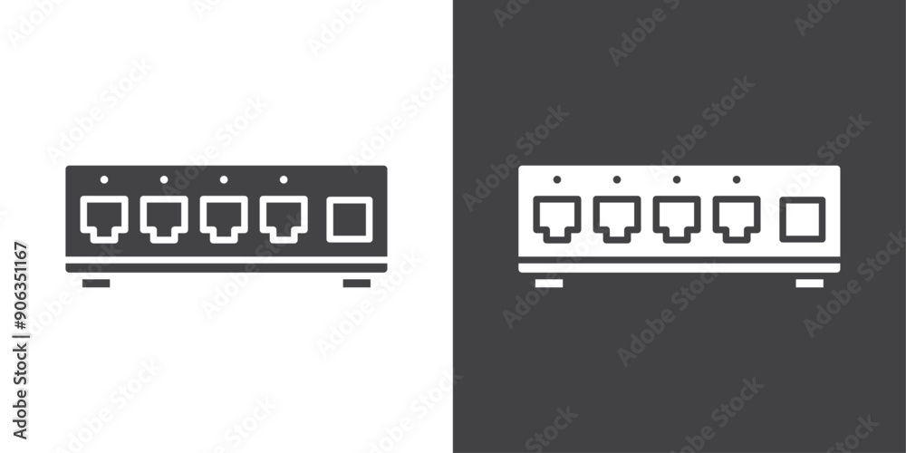 Network switch icon Thin line illustration set Network switch icon Thin line illustration set