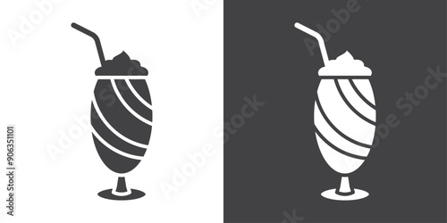 Milk shake icon Thin line illustration set