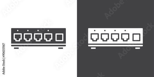 Network switch icon Thin line illustration set