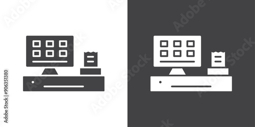 POS system icon Thin line illustration set
