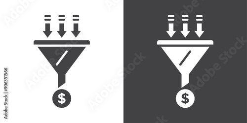 Sales funnel icon Thin line illustration set