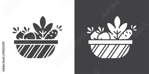 Vegetarian food icon Thin line illustration set