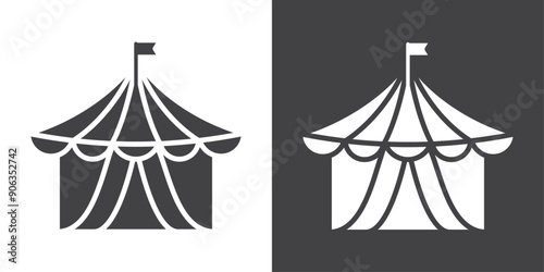 Circus tent icon Thin line illustration set
